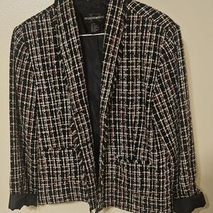 Requirements Black and White Plaid Blazer